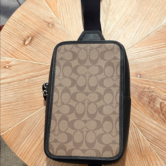 Coach Sullivan Crossbody in Tan Signature Canvas and Black Pebbled Leather - Picture 2 of 8